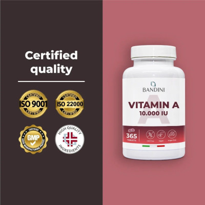 Витамин А 10,000IU - 365 микротаблетки | Bandini Pharma - Италия
