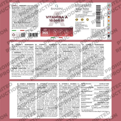 Витамин А 10,000IU - 365 микротаблетки | Bandini Pharma - Италия