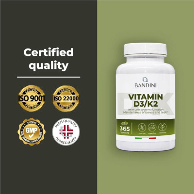 Витамин Д3 + К2 - 365 таблетки | Bandini Pharma - Италия