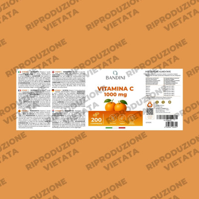 Витамин С 1000mg - 200 таблетки | Bandini Pharma - Италия