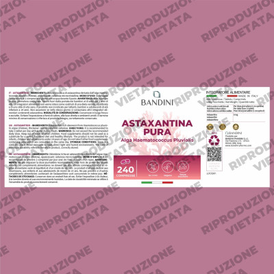 Астаксантин 18mg - 270 капсули | Bandini Pharma - Италия