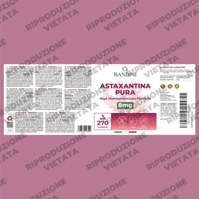 Астаксантин 8mg - 270 капсули | Bandini Pharma - Италия