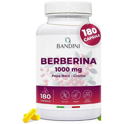 Берберин 1000mg с хром и пиперин - 180 капсули | Bandini Pharma - Италия