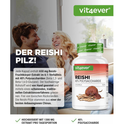 Гъби Рейши екстракт 650mg - 270 капсули | Vit4ever - Германия