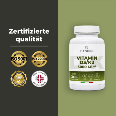 Витамин Д3 + К2 - 365 таблетки | Bandini Pharma - Италия