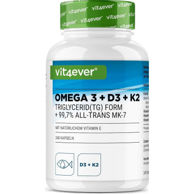 Омега 3 + D3 + K2 - 240 капсули | Vit4ever - Германия