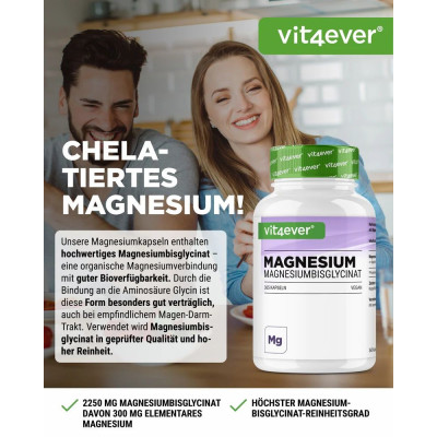 Магнезиев бисглицинат 775mg - 365 капсули | Vit4ever