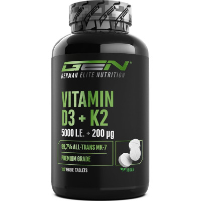 Витамин D3 5000 IU + K2 200 mcg веган - 180 таблетки | GEN - Германия