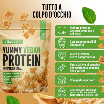 Веган протеин изолат от бакла + BCAA - 908 г (зърнена закуска с парченца канелени бисквитки)