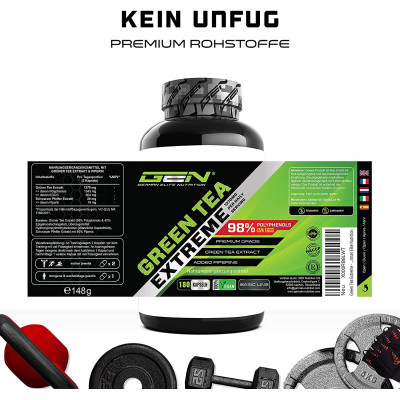 Екстракт от зелен чай + Биоперин - 180 капсули | GEN German Elite Nutrition