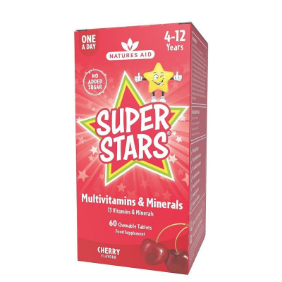 Super Stars мултивитамини (4 -12 години) - 60 дъвчащи таблетки | Natures Aid - Великобритания