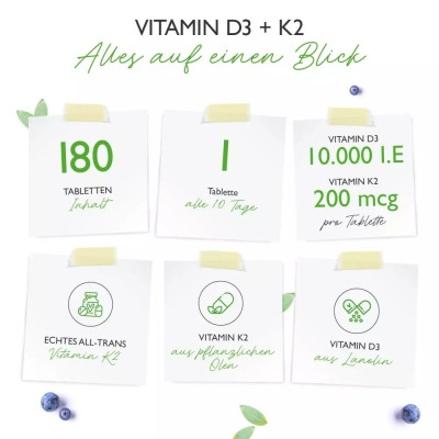Витамин Д3 10,000IU + Витамин К2 200mcg - 180 таблетки | Vit4ever - Германия