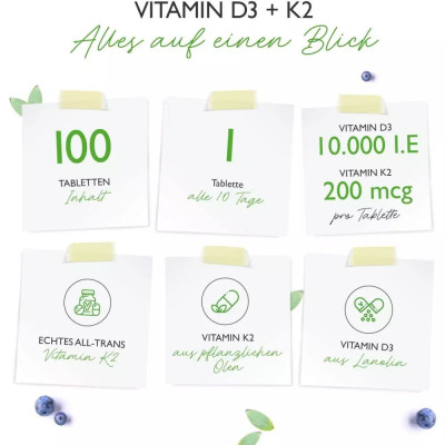 Витамин Д3 10,000IU + Витамин К2 200mcg - 100 таблетки