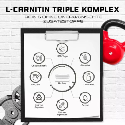 Л-Карнитин троен комплекс (aцетил, тартрат, фумарат) 3000mg - 120 капсули | German Elite Nutrition