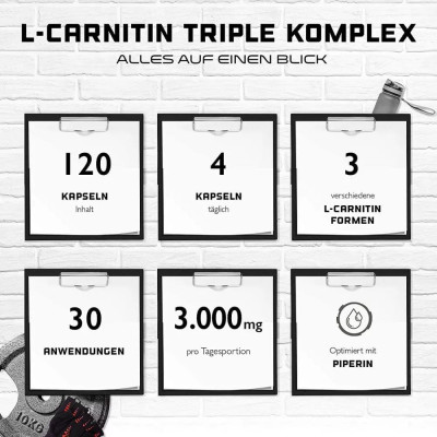 Л-Карнитин троен комплекс (aцетил, тартрат, фумарат) 3000mg - 120 капсули | German Elite Nutrition