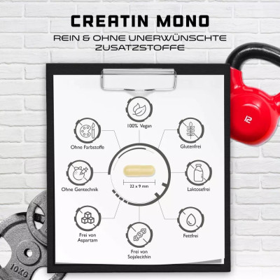 Креатин Монохидрат - 240 капсули (60 дози х 3200 mg) | German Elite Nutrition