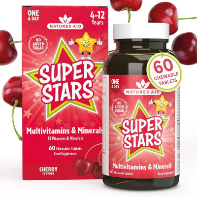 Super Stars мултивитамини (4 -12 години) - 60 дъвчащи таблетки | Natures Aid - Великобритания