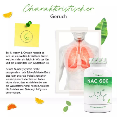 NAC (N-Acetyl-L-Cystein) 600mg - 240 капсули | Vit4ever - Германия