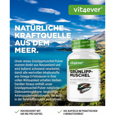 Зеленоуста мида 600mg - 365 капсули | Vit4ever - Germany