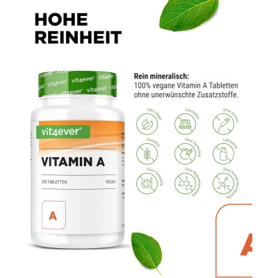 Витамин А 10,000 IU (3000mcg) - 365 таблетки | Vit4ever - Германия