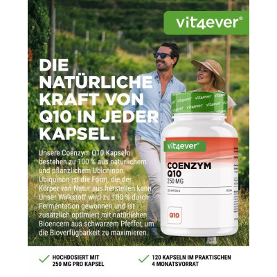 Coenzyme Q10 / Коензим Q10 250mg - 120 капсули | Vit4ever - Германия