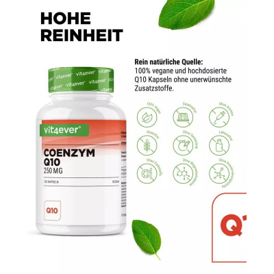 Coenzyme Q10 / Коензим Q10 250mg - 120 капсули | Vit4ever - Германия
