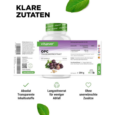 OPC - Екстракт от гроздови семки 500mg - 300 капсули | Vit4ever - Германия