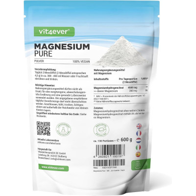 Магнезиев цитрат на прах - 600gr | Vit4ever - Германия