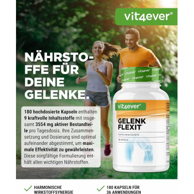 Gelenk Flexit - Комплекс за стави с 9 съставки - 180 капсули | Vit4ever - Германия