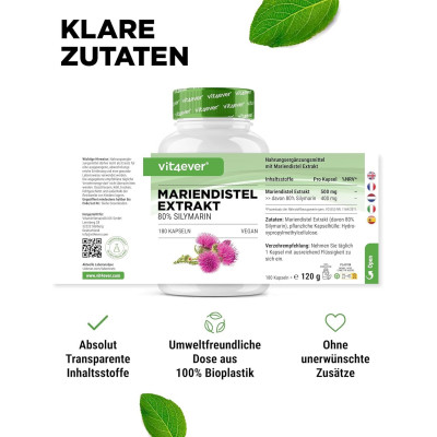 Бял Трън (екстракт) за здравето на черния дроб 500mg - 180 капсули | Vit4ever- Germany