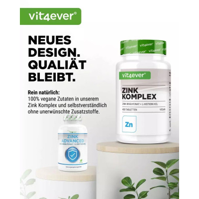 Цинк бисглицинат 25mg с Л-хистидин - 400 таблетки | Vit4ever - Германия