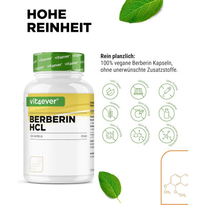 Берберин 500mg + Пеперин - 120 каспули | Vit4ever - Германия