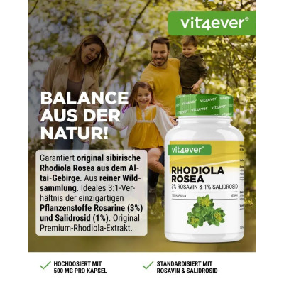 Родиола Розеа екстракт 500mg - 120 капсули | Vit4ever - Германия