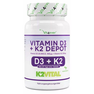 Витамин Д3 20,000 IU + Витамин К2 200mcg - 180 таблетки | Vit4ever - Германия