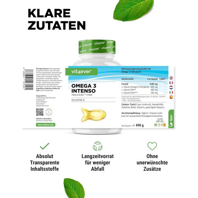 Омега-3 Интенсо DHA 300mg / EPA 400mg - 365 капсули