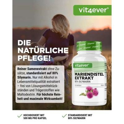 Бял трън 500mg (80% силимарин) - 365 капсули| Vit4ever - Германия