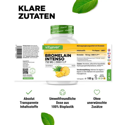 Бромелаин 750mg - 120 капсули | Vit4ever - Германия