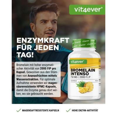 Бромелаин 750mg - 120 капсули | Vit4ever - Германия