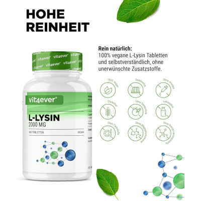 Л-Лизин 1000mg - 365 таблетки | Vit4ever - Германия