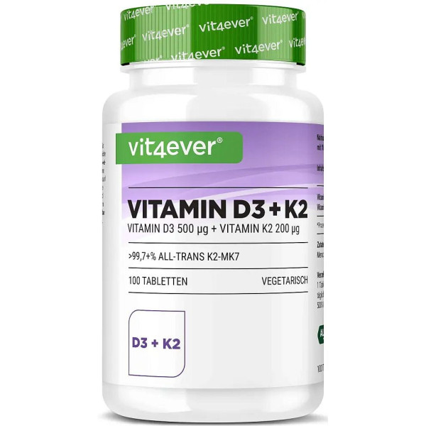 Витамин Д3 20,000 IU + Витамин К2 200mcg - 100 ДЕПО таблетки | Vit4ever - Германия