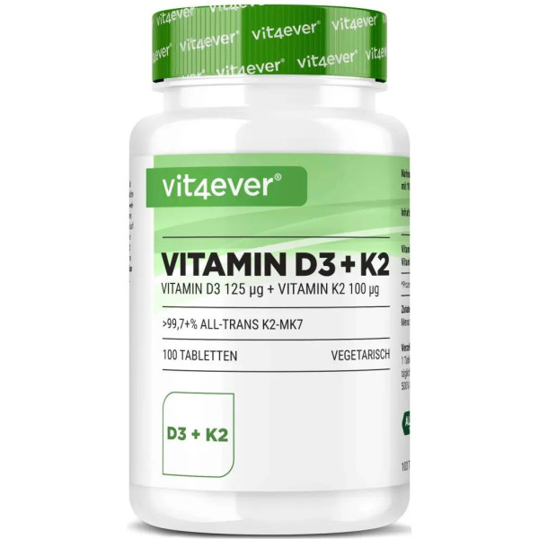 Витамин Д3 5000 IU + Витамин К2 100mcg - 100 ДЕПО таблетки | Vit4ever - Германия