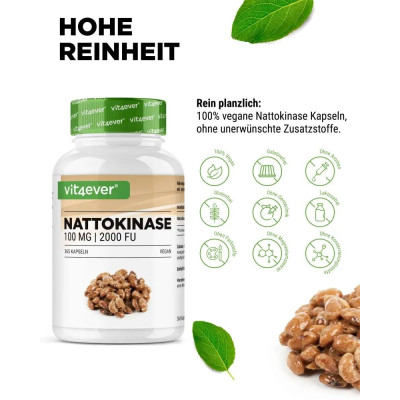 Натокиназа 100mg | 2000FU - 365 капсули | Vit4ever - Germany
