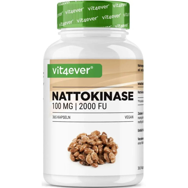 Натокиназа 100mg | 2000FU - 365 капсули | Vit4ever - Германия