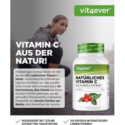 Екстракт от Aцерола 750mg - 365 капсули | Vit4ever - Германия