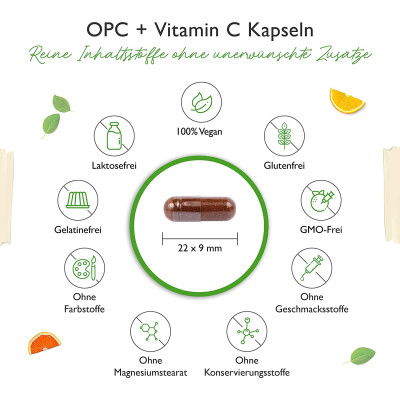 OPC екстракт от гроздови семки 450mg с витамин С - 240 капсули | Vit4ever - Германия
