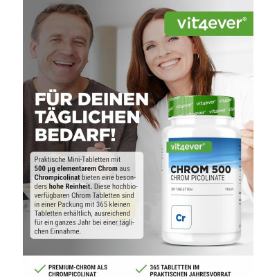 Хром пиколинат 500mcg - 365 таблетки | Vit4ever - Германия