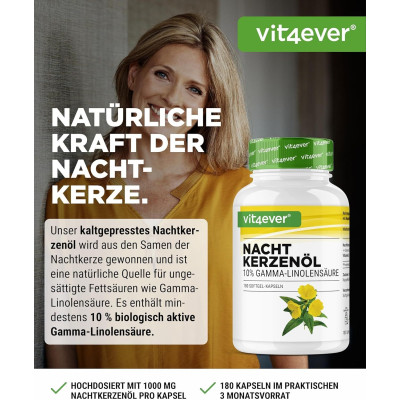 Масло от вечерна иглика 1000mg с витамин Е - 180 капсули | Vit4ever - Германия