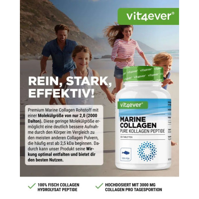 Морски колаген 500mg - 300 таблетки | Vit4ever - Германия