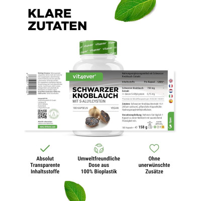 Екстракт от черен чесън 750mg - 180 капули | Vit4ever - Германия