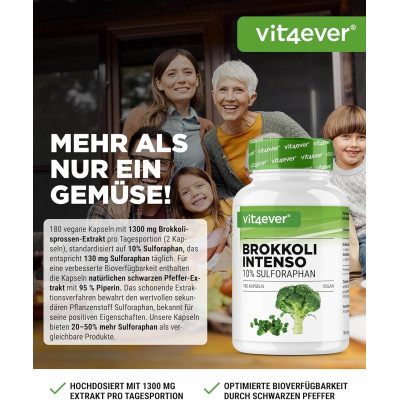 Екстракт от броколи 600mg с пиперин - 180 таблетки | Vit4ever - Германия